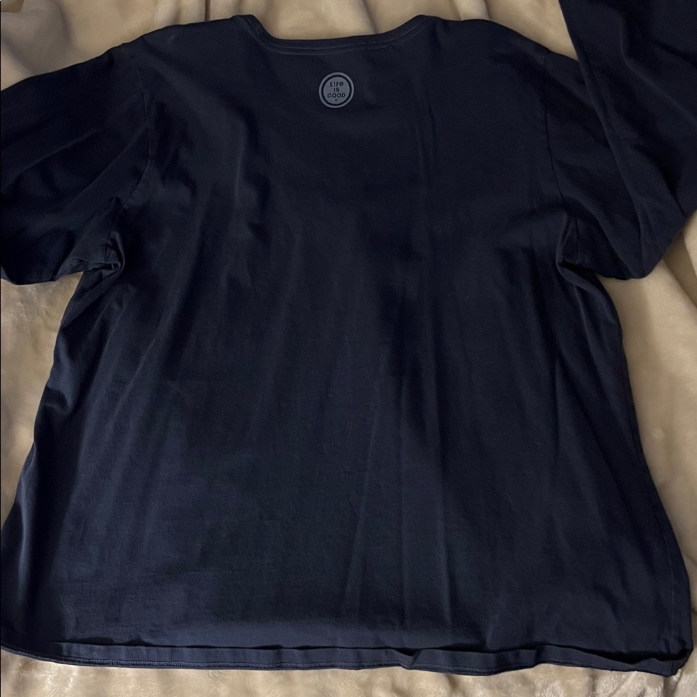 LIFE IS GOOD 🐶 DISTRESSED NAVY BLUE COTTON LONG SLEEVE DOG RESCUE TSHIRT XXL - Picture 4 of 8
